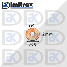 Дифтунга Ø  9 х Ø 25 х 2 mm медна